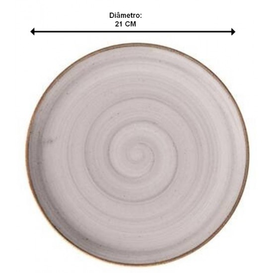 Prato 21cm Sobremesa Cerâmica Corona Caoba Cinza